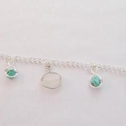 Gemstone & Glass Wire Framed Bracelet